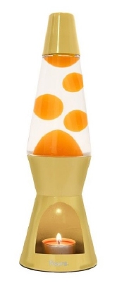 Theelicht lavalamp Geel met Oranje was