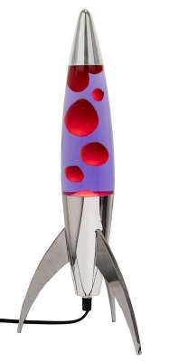 Raket Lavalamp Zilver - Violet/Rood